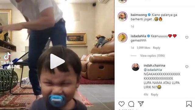 Baim Wong, melalui akun Instagram terverifikasinya, mengunggah video TikTok Kiano yang sedang berjoget (https://www.instagram.com/p/CPQXXZCnuhs/)