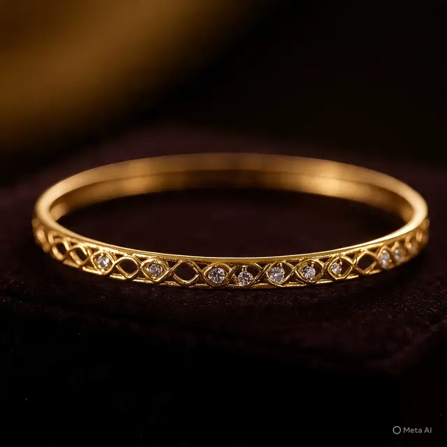 Model Gelang Bangle Emas 5 Gram dengan Batu Permata Kecil