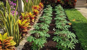 Desain Pekarangan Rumah untuk Menanam Singkong (AI)