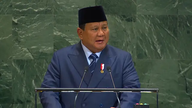 Presiden Indonesia Prabowo Subianto pada Selasa (23/9/2025) menyampaikan komitmen Indonesia untuk menjadi pilar solidaritas global (Dok. United Nations).