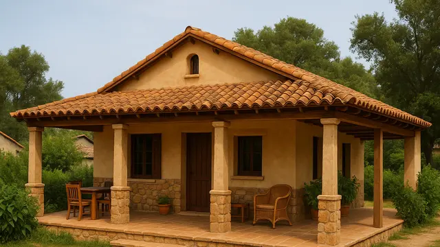 Desain Rumah Sederhana di Kampung dengan Teras Luas (created by AI)