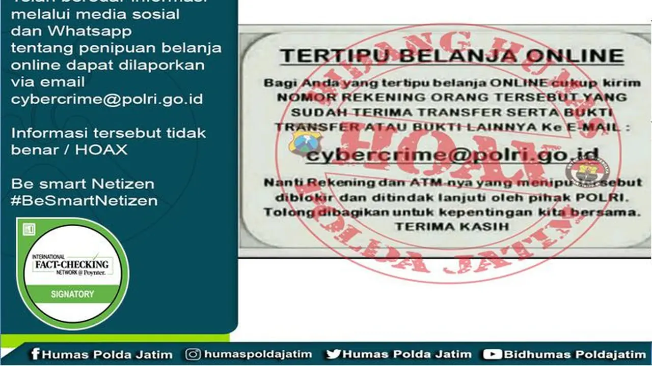 [Cek Fakta] Korban Penipuan Online Bisa Lapor Lewat Email?