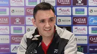 Pada konferensi pers tersebut dihadiri oleh pelatih timnas futsal Indonesia, Hector Souto, pelatih futsal Irak, Joao Carlos, Nurjan Djetybaev dan pelatih Korea Selatan, Paulo Fernandes. (Bola.com/Abdul Aziz)