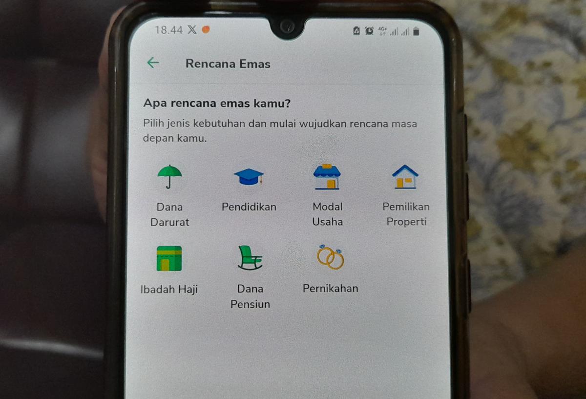 Tampilan fitur Rencana Emas di aplikasi Pegadaian Digital.