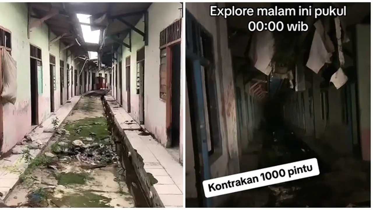 6 Potret Penampakan Kontrakan 1000 Pintu di Malam Hari, Suasana Makin Seram