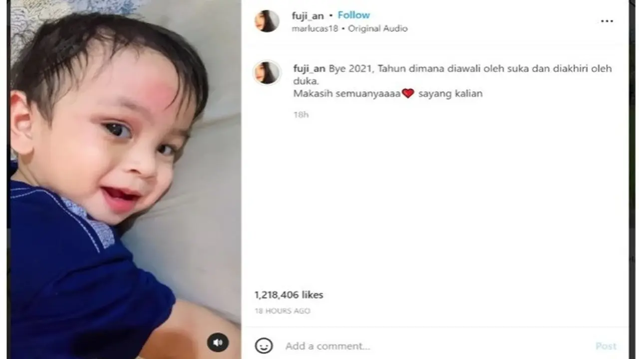 Celotehan Gala Sky, Anak Vanessa Angel dan Bibi Ardiansyah Diunggahan Terakhir Fuji Tahun 2021