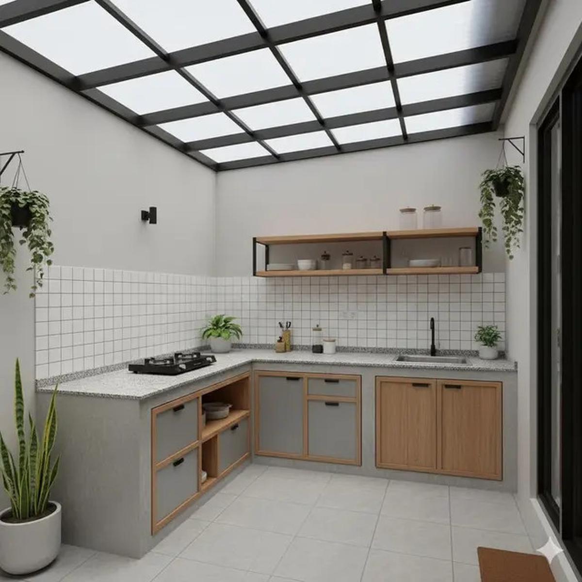 12 Inspirasi Dapur Outdoor Lahan Sempit dengan Meja Cor Minimalis Tren 2025
