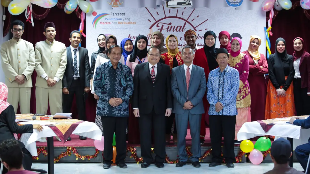 Acara lomba pidato dan mendongeng bahasa Indonesia di Mesir. (Dokumentasi KBRI Kairo)