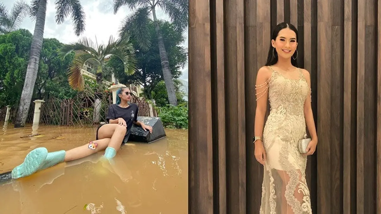 6 Pesona Soraya Rasyid, Presenter yang Bergaya Bak Model saat Banjir