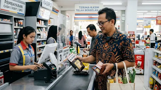 Ilustrasi Orang di Kasir Pembayaran