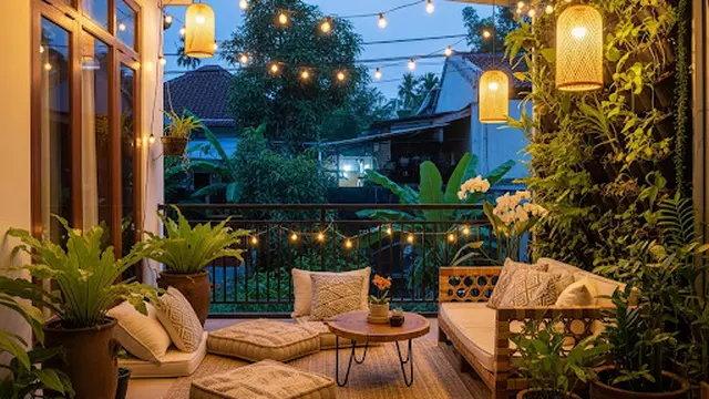 Teras Ala Tumblr dengan Sentuhan Vertical Garden