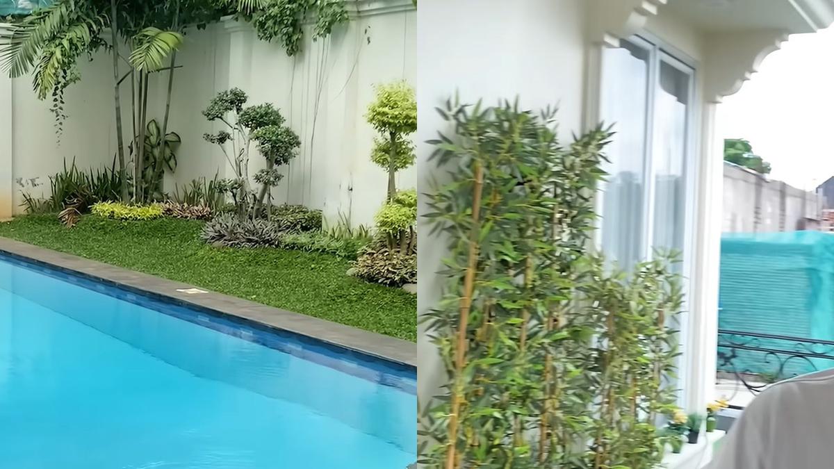 Model Taman di Rumah Ruben Onsu, Asri dengan Kolam Renang Biru