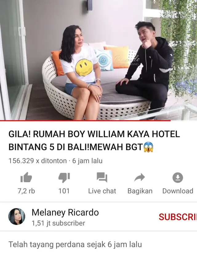 Melaney Ricardo dan Boy William. (Foto: YouTube Melaney Ricardo)