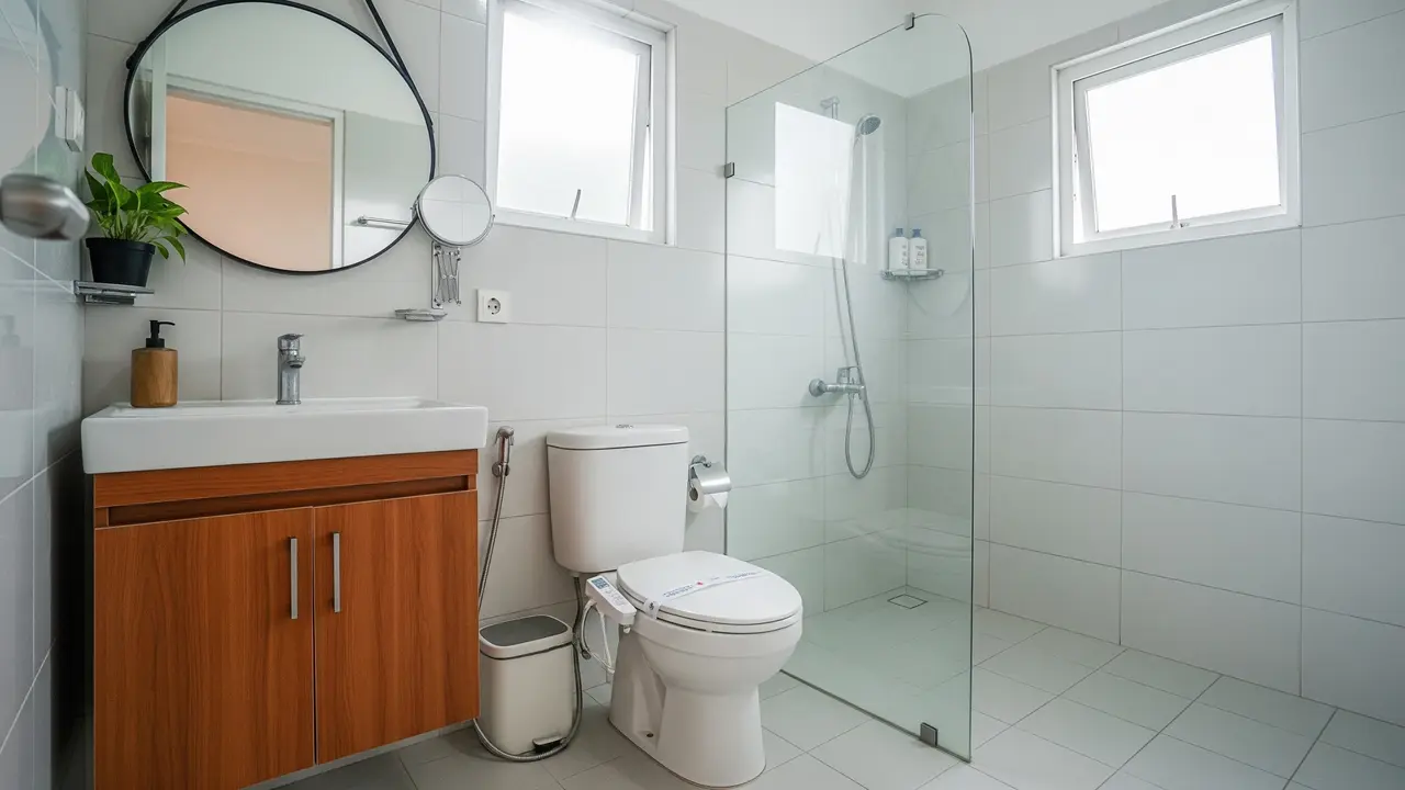 Kamar Mandi dengan Konsep Sederhana dan Fungsional