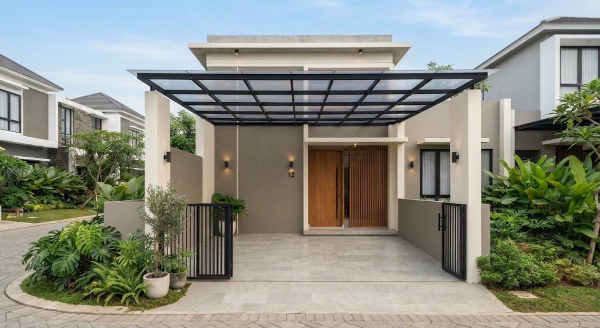 Greige dan Putih Hangat untuk Eksterior Modern