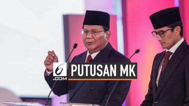 Prabowo-Sandi merespons keputusan Mahkamah Konstitusi (MK) yang menolak gugatan kubunya. Ia menghormati keputusan MK, namun akan berdiskusi dengan timnya untuk menentukan langkah hukum selanjutnya.