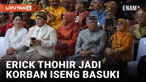 VIDEO: Iseng! Menteri PUPR Basuki 'Buka Baju' Erick Thohir saat Upacara