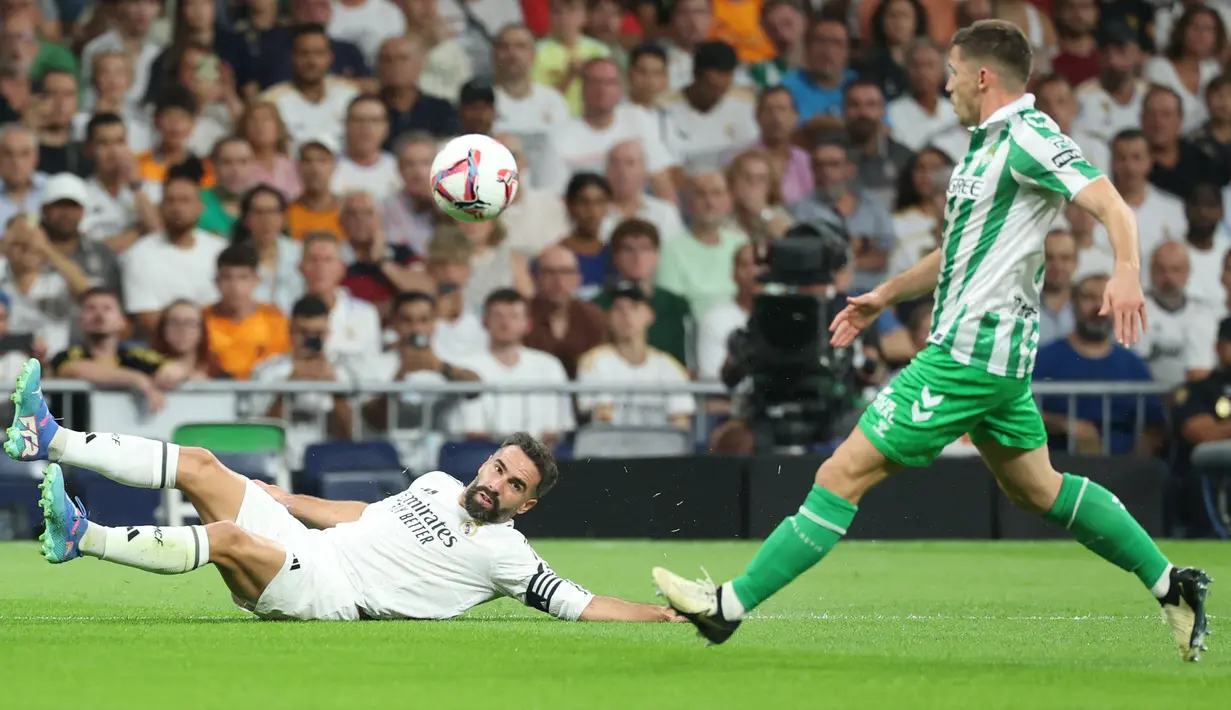 Hasil ini membuat Madrid meraih delapan poin dari empat laga dan kini ada di peringkat dua klasemen sementara Liga Spanyol 2024/2025. (Thomas COEX / AFP)