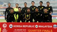 Timnas Malaysia U-23 saat tampil di Piala AFC U-23 awal 2018. (Bola.com/Dok. AFC)