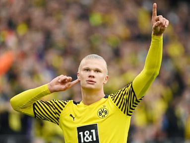 Erling Haaland - Pemain asal Norwegia ini adalah mesin gol Borussia Dortmund. Sejauh ini ia telah mengemas 11 gol untuk Die Borussen di Bundesliga musim ini. (AFP/ Ina Fassbender)