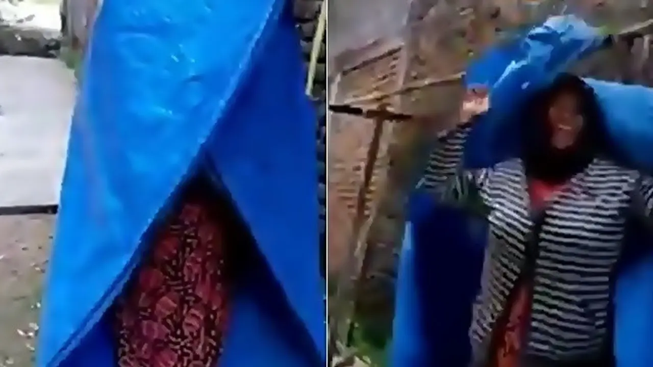 Viral, Video Orang Sembunyi di Balik Terpal saat Ditagih Utang
