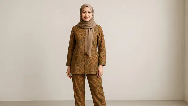 Model Baju Batik untuk Kerja Wanita Muslimah/Ilustrasi gambar oleh AI