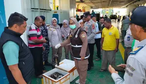 Polsek Kawasan Pelabuhan Gorontalo dan Petugas Balai Karantina Hewan, Ikan, dan Tumbuhan Provinsi Gorontalo saat membuka box berisi tikus beku (Arfandi Ibrahim/Liputan6.com)