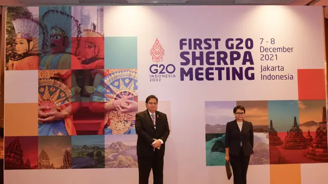 Menteri Koordinator Bidang Perekonomian Airlangga Hartarto, dalam 1st Sherpa Meeting G20 Indonesia, di Jakarta, Selasa (7/12/2021). ( Sumber ekon.go.id)