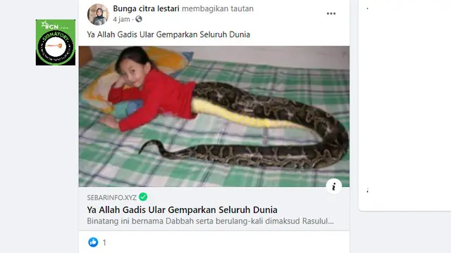 Cek Fakta Liputan6.com menelusuri artikel foto gadis ular