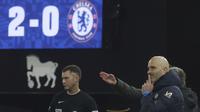 Pelatih Chelsea, Enzo Maresca saat laga lanjutan Liga Inggris 2024/2025 melawan Ipswich Town yang berlangsung di Portman Road, Ipswich, Inggris, Selasa (31/12/2024) dini hari WIB. (AP Photo/Richard Pelham)