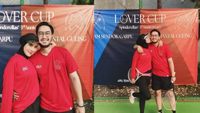 Potret Syahnaz main tenis bareng suami (credit: instagram/syahnazs)