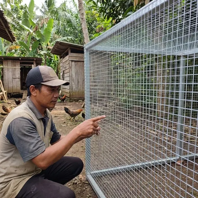 Kandang ayam dengan Pakai Kawat Loket yang Tebal (Gemini AI)