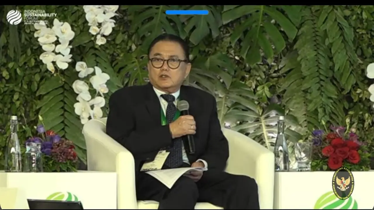 Staf Khusus Menteri ESDM bidang Percepatan Tata Kelola Mineral dan Batubara Irwandy Arif dalam Indonesia Sustainability Forum 2023 pada Sesi Pleno bertajuk Sustainable Mining of Critical Minerals to Bolster Decarbonization, Kamis (7/9/2023).