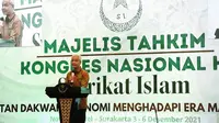 Gubernur Jawa Tengah Ganjar Pranowo saat memberikan sambutan dalam pembukaan Kongres Nasional Syarikat Islam yang digelar di Hotel Novotel, Surakarta, Jawa Tengah, Jumat (3/12/2021). (Ist)