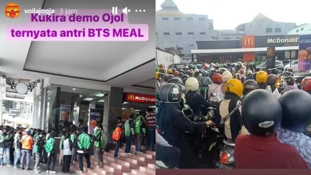 6 Potret Driver Ojek Online Penuhi McDonald's untuk Beli BTS Meal, Bak Lagi Demo