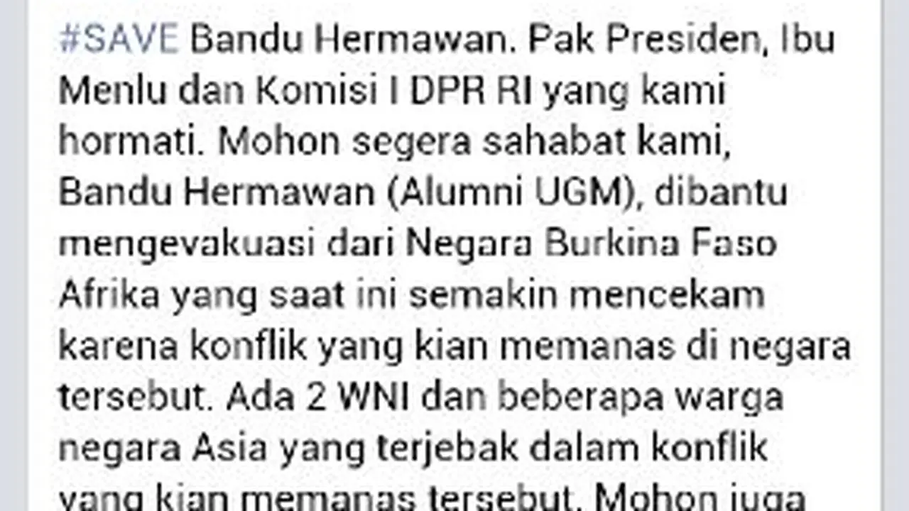 WNI Terjebak di Burkina Faso, Pemerintah Diminta Segera Evakuasi