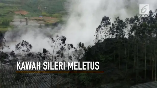 Kawah Sileri di pegunungan Dieng kembali menyemburkan asap tebal setinggi 150 meter.