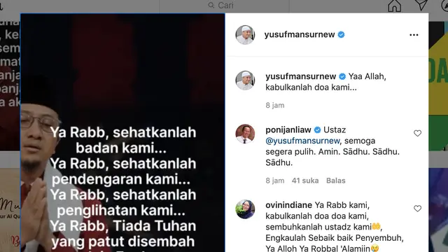 Unggahan Ustaz Yusuf Mansur. (Foto: Instagram @yusufmansurnew)