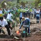 Presiden Jokowi didampingi Ibu Negara Iriana Widodo menyaksikan Menteri LHK Siti Nurbaya menanam pohon pada peringatan Hari Menanam Pohon Indonesia dan Bulan Menanam Pohon Nasional di Tahura Sultan Adam, Kalsel, Kamis (26/11). (Liputan6.com/Johan Tallo)