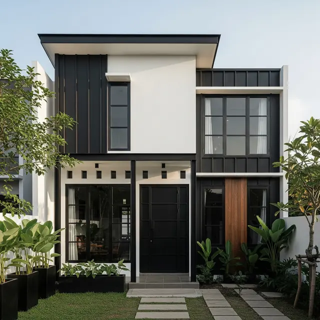 9 Desain Rumah Kecil Minimalis Kombinasi Warna Putih dan Hitam, Elegan di Lahan Terbatas