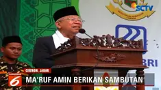 Ma'ruf Amin memberikan sambutan dalam penutupan festival Tajug Hari Santri Nasional.