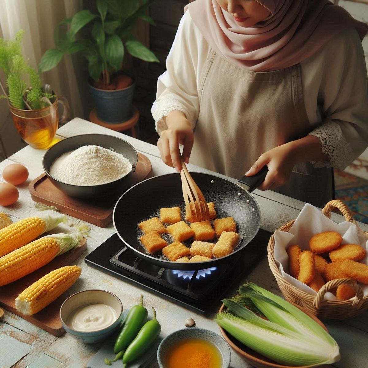 Ilustrasi Membuat Gorengan Takjil Buka Puasa