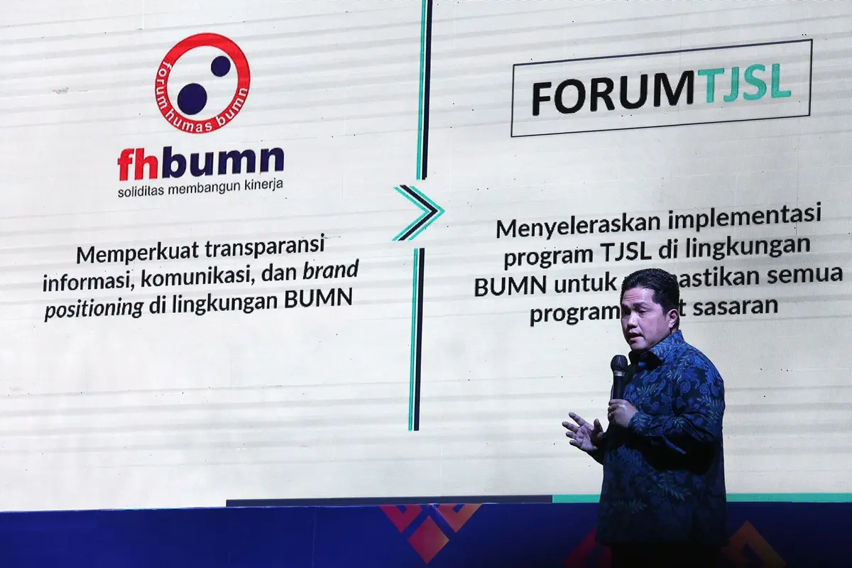 Menteri Badan Usaha Milik Negara (BUMN) Erick Thohir meresmikan  Forum Tanggung Jawab Sosial dan Lingkungan (TJSL) BUMN di Lampung