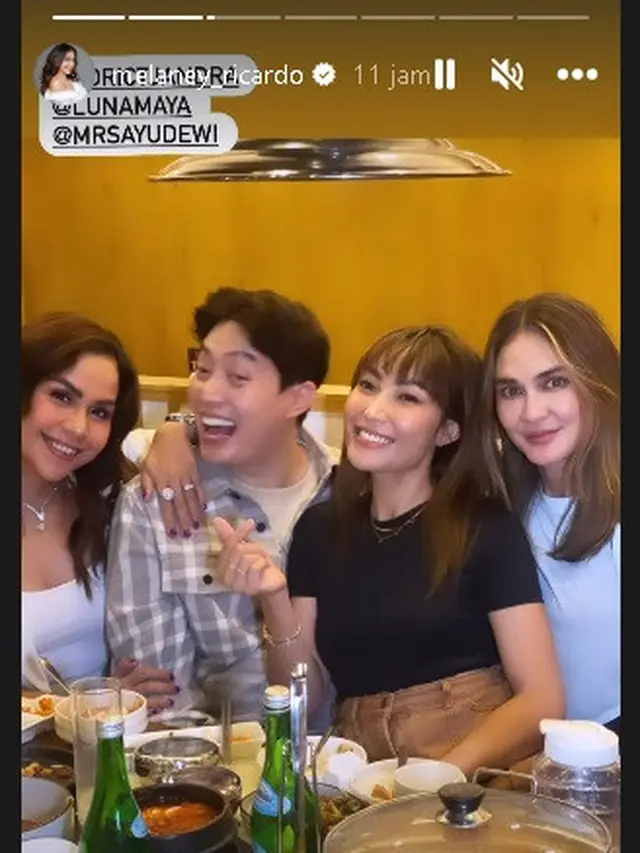 Maxime Bouttier temani Luna Maya kumpul bareng Geng Menteri Ceria (Foto: Instagram melaney_ricardo)