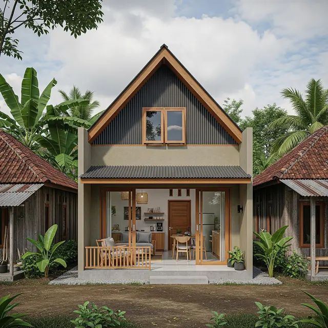9 Desain Rumah Rp75 Juta Konsep Terbuka di Kampung, Nyaman dan Fungsional