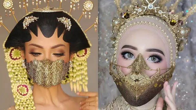 6 Potret Pengantin Wanita Pakai Masker Unik di Tengah Corona