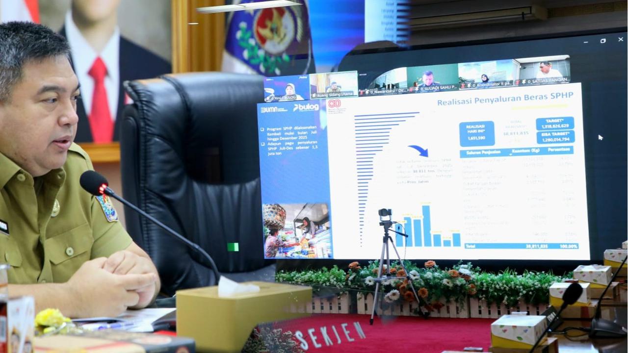 Dorong Stabilisasi Harga Beras, Sekjen Kemendagri Minta Pemda Dukung Perum Bulog Realisasikan Program SPHP