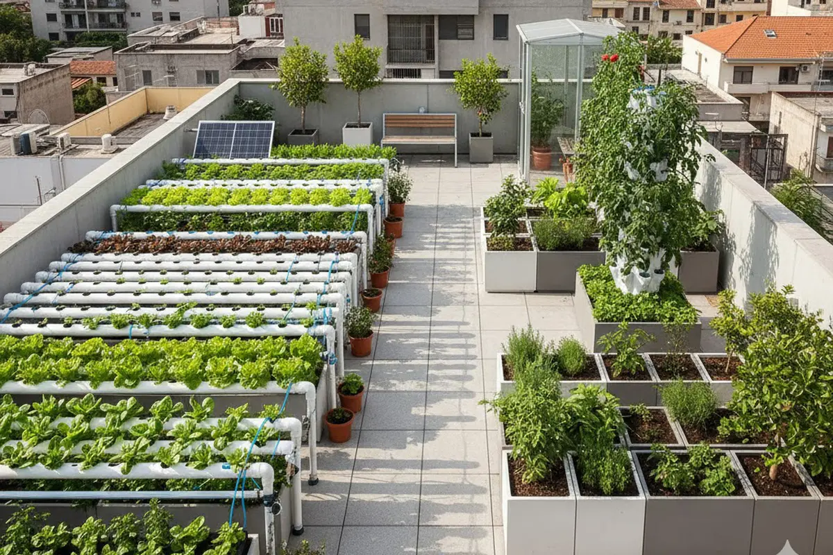 Rumah dengan Rooftop Urban Farming (Gemini AI)