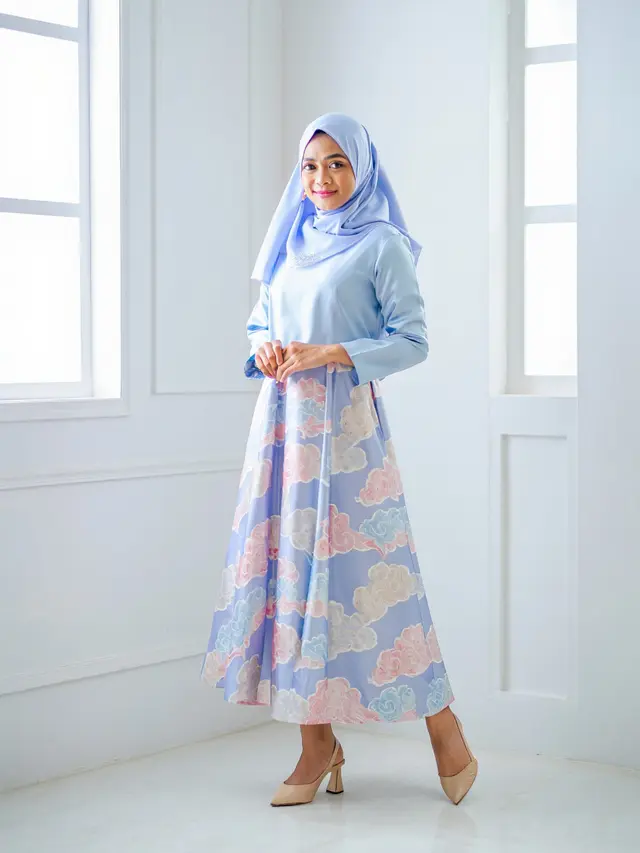 Midi Dress Muslim Kombinasi Batik Modern