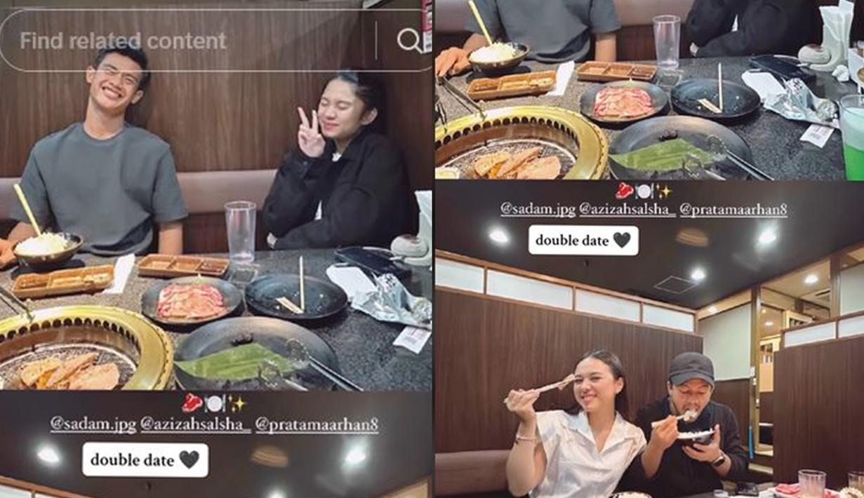 Momen romantis kembali disuguhkan oleh Arhan dan Azizah. Pasangan yang menikah pada 20 Agustus 2023 ini melakukan double date dengan rekan mereka di Jepang. Keduanya tampak menggemaskan saat diabadikan fotonya dinner bersama. (Liputan6.com/TikTok/mleuraas)